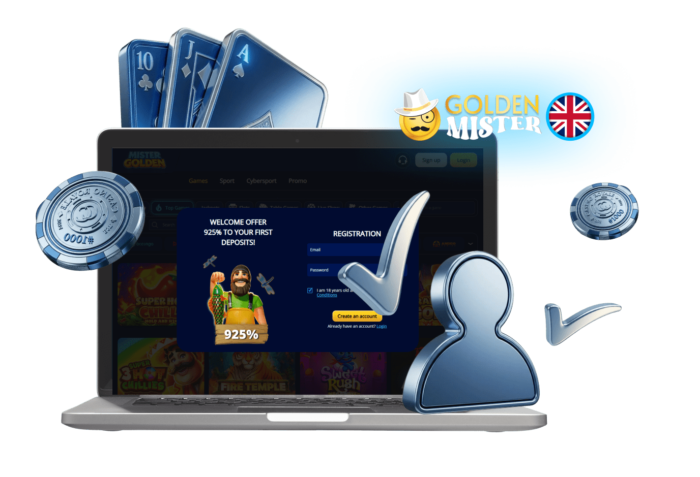 You can quickly register at Golden Mister UK online casino